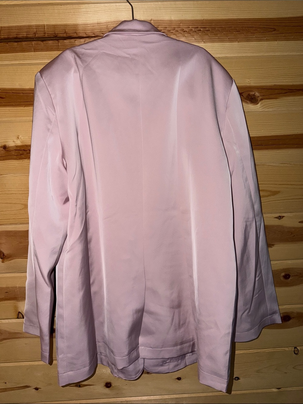 Light Pink Women's Satin Blazer - Timeless Tailored Jacket - Picture 4 of 4